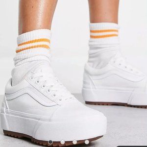 Vans Old Skool Stacked sneakers in triple white size 8 womens/6.5 mens
